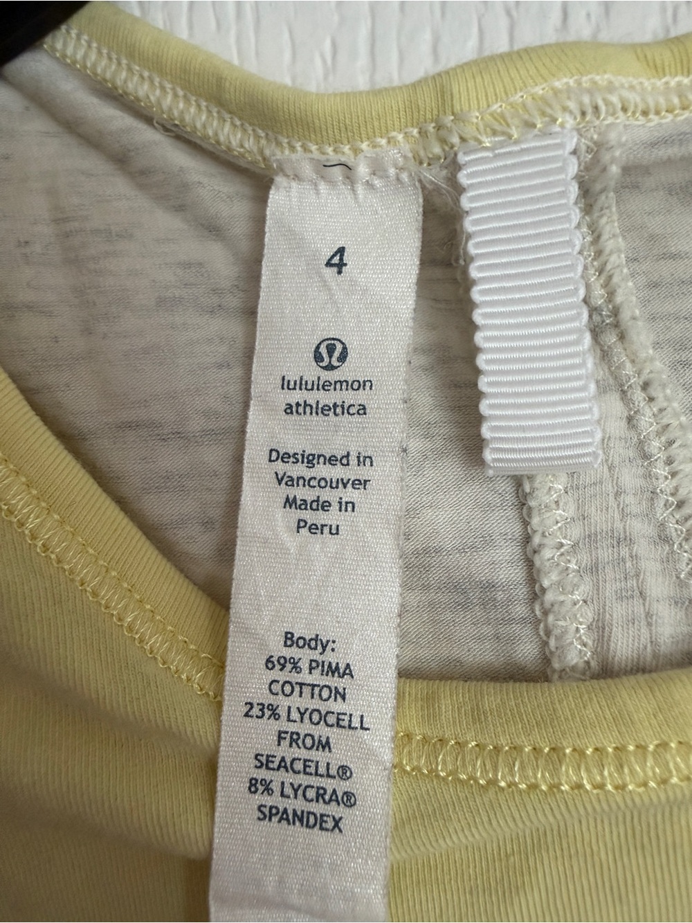 lululemon athletica Pale Yellow Short Sleeve Tee - small stain on front - Picture 3 of 3